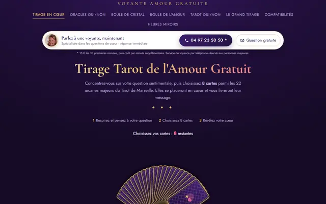 Page d’accueil de Voyante Amour Gratuite